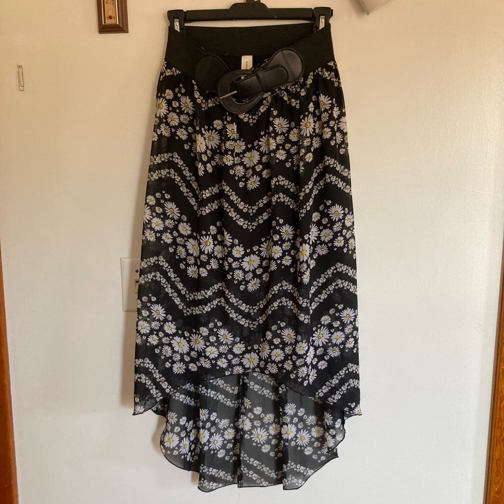 Floral Black Skirt